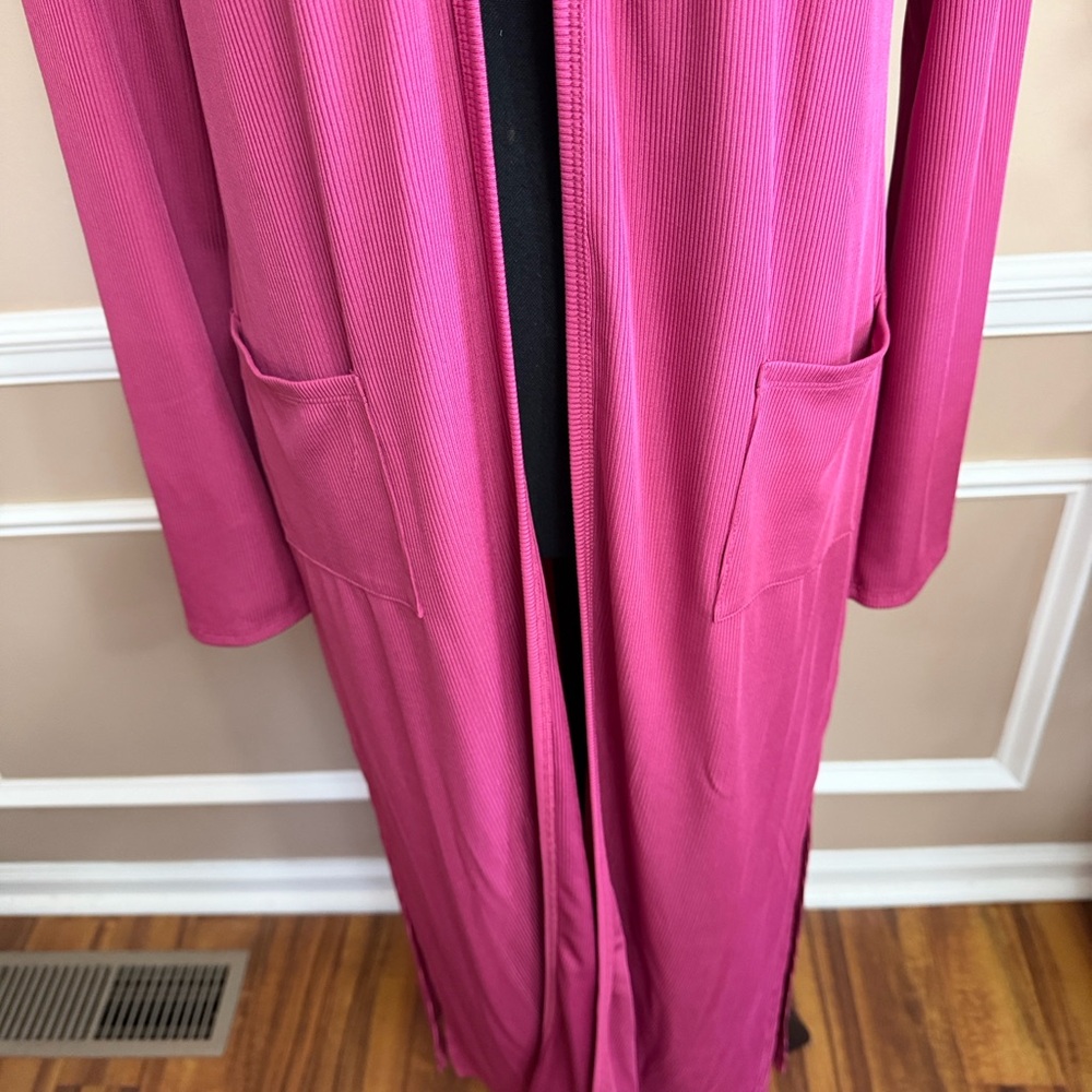 Kate & Mallory Ribbed Magenta Duster - Picture 2 of 12